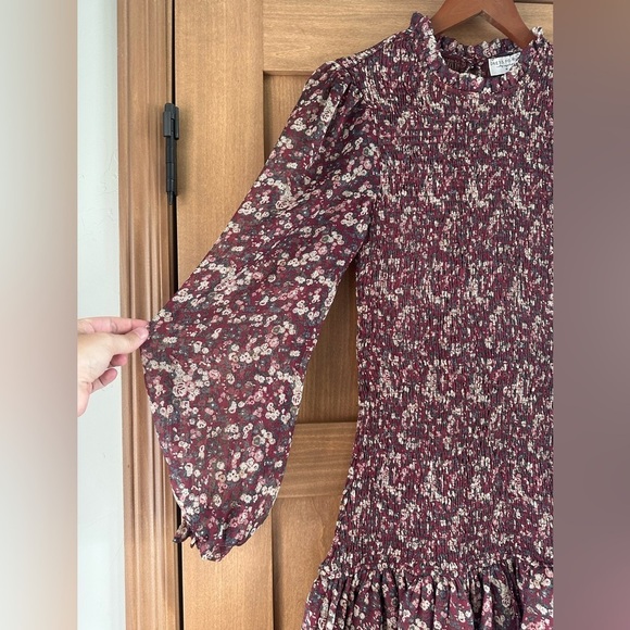Dress Forum Smocked Ruffle Floral Mini Dress Long Sleeve Puff Sleeves Medium​​ - Picture 2 of 12